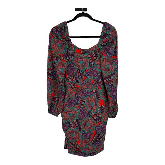 Veronica Beard Dress Bellino Paisley silk blend minidress long sleeve size 4 - Picture 6 of 8